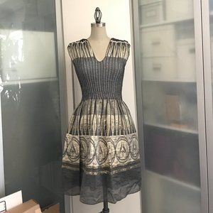 Max studio gray and gold metallic dress M
